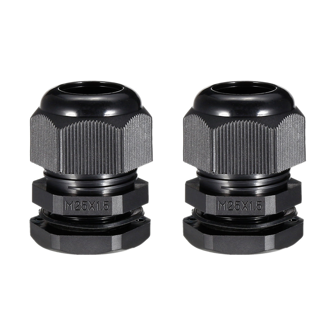 uxcell Uxcell M25 Cable Gland Waterproof Plastic Joint Adjustable Locknut Black for 9mm-16mm Dia Cable Wire 2 Pcs