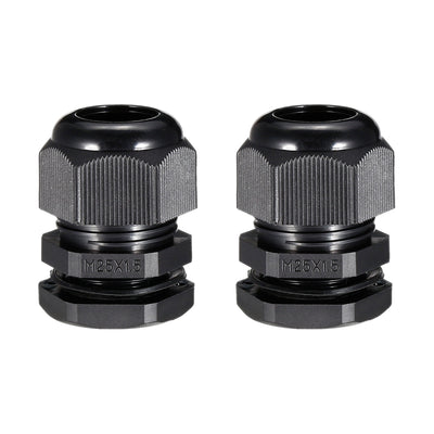 Harfington Uxcell M25 Cable Gland Waterproof Plastic Joint Adjustable Locknut Black for 9mm-16mm Dia Cable Wire 2 Pcs