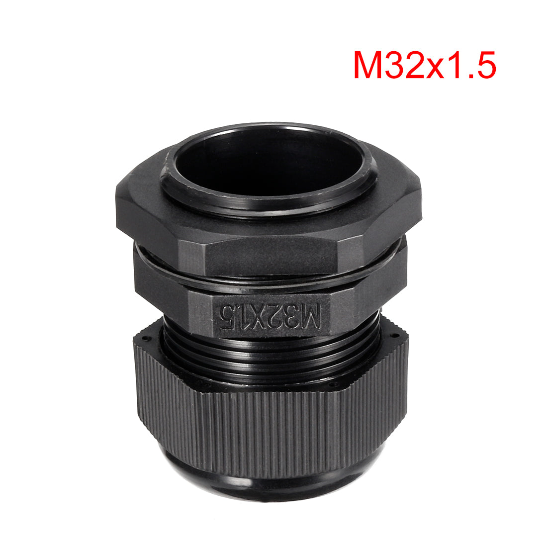 uxcell Uxcell M32 Cable Gland Waterproof Plastic Joint Adjustable Locknut Black for 15mm-22mm Dia Cable Wire 2 Pcs