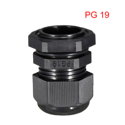 Harfington Uxcell PG19 Cable Gland Waterproof Connector Plastic Wire Glands Joints Black for 12-15mm Dia Wires