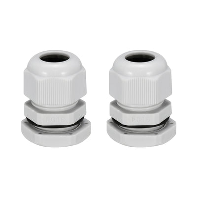Harfington Uxcell 2Pcs PG16 Cable Gland Waterproof Plastic Joint Adjustable Locknut White for 10mm-13mm Dia Cable Wire