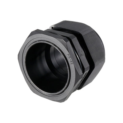 Harfington Uxcell 5Pcs PG42 Cable Gland Waterproof Plastic Joint Adjustable Locknut Black for 32mm-38mm Dia Cable Wire