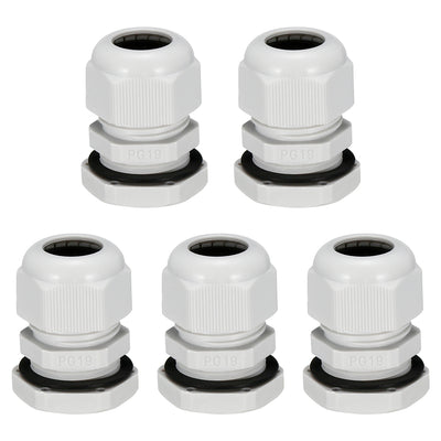 Harfington Uxcell 5Pcs PG19 Cable Gland Waterproof Plastic Joint Adjustable Locknut White for 12mm-15mm Dia Cable Wire