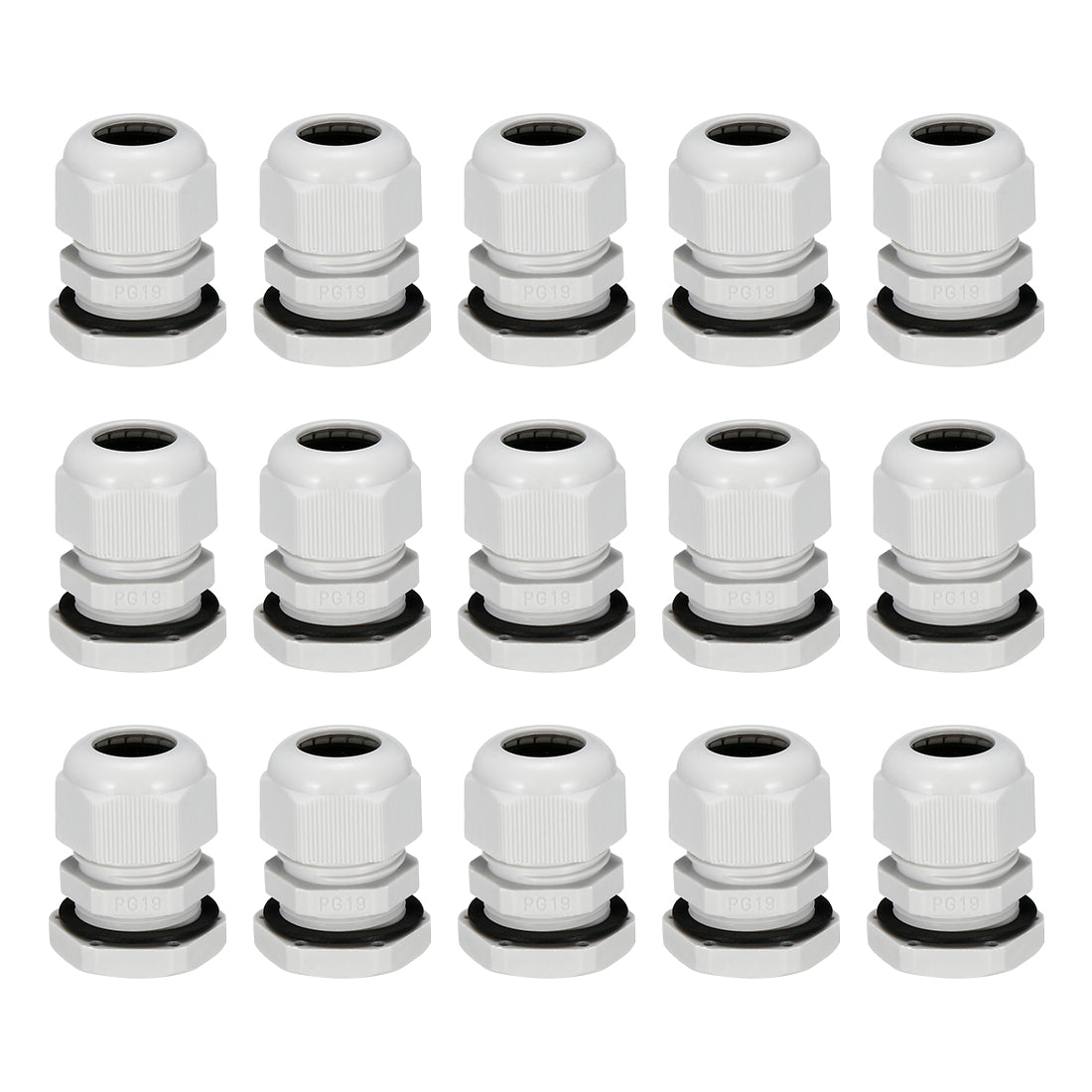 uxcell Uxcell 15Pcs PG19 Cable Gland Waterproof Plastic Joint Adjustable Locknut White for 12mm-15mm Dia Cable Wire