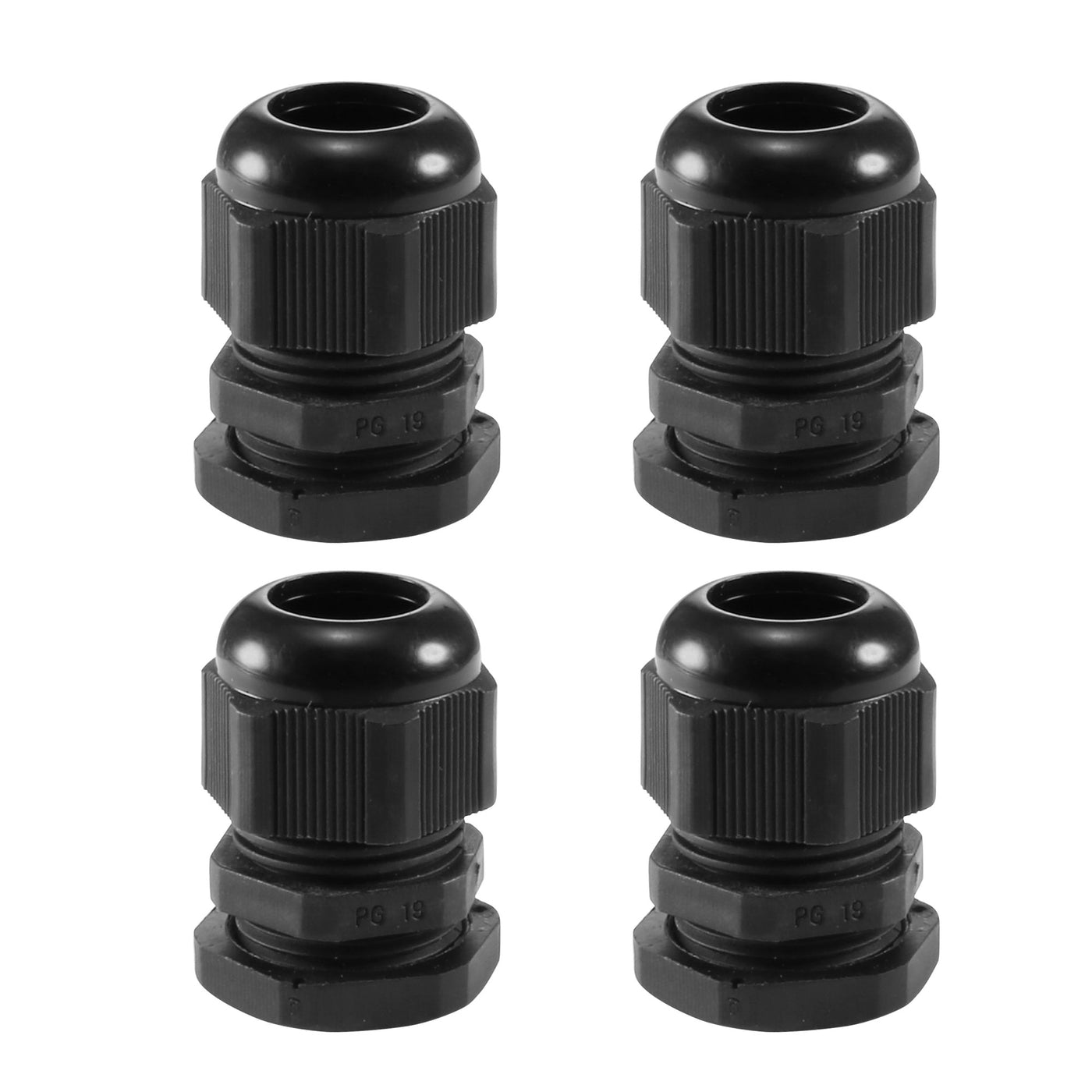 uxcell Uxcell 4Pcs PG19 Cable Gland Waterproof Plastic Joint Adjustable Locknut Black for 12mm-15mm Dia Cable Wire