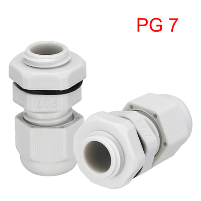 Harfington Uxcell 5Pcs PG7 Cable Gland Waterproof Plastic Joint Adjustable Locknut White for 3mm-6.5mm Dia Cable Wire