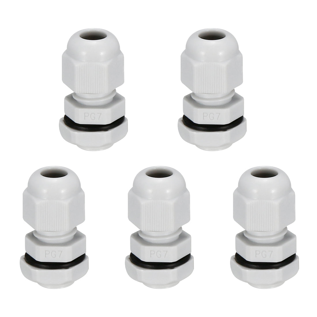 uxcell Uxcell 5Pcs PG7 Cable Gland Waterproof Plastic Joint Adjustable Locknut White for 3mm-6.5mm Dia Cable Wire