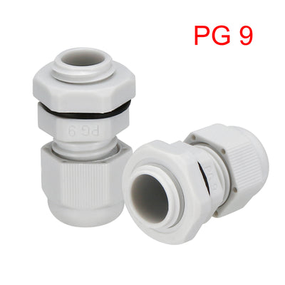 Harfington Uxcell 5Pcs PG9 Cable Gland Waterproof Plastic Joint Adjustable Locknut White for 4mm-8mm Dia Cable Wire
