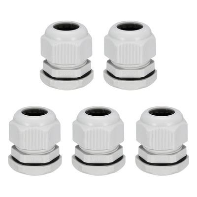 Harfington Uxcell 5Pcs PG21 Cable Gland Waterproof Plastic Joint Adjustable Locknut White for 13mm-16mm Dia Cable Wire