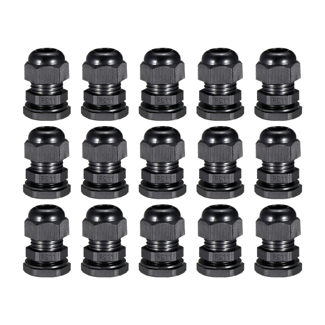 uxcell Uxcell 15Pcs PG11 Cable Gland Waterproof Plastic Joint Adjustable Locknut Black for 5mm-10mm Dia Cable Wire