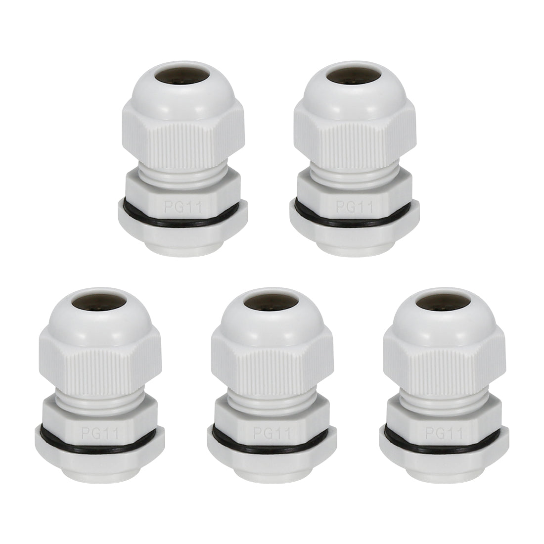 uxcell Uxcell 5Pcs PG11 Cable Gland Waterproof Plastic Joint Adjustable Locknut White for 5mm-10mm Dia Cable Wire