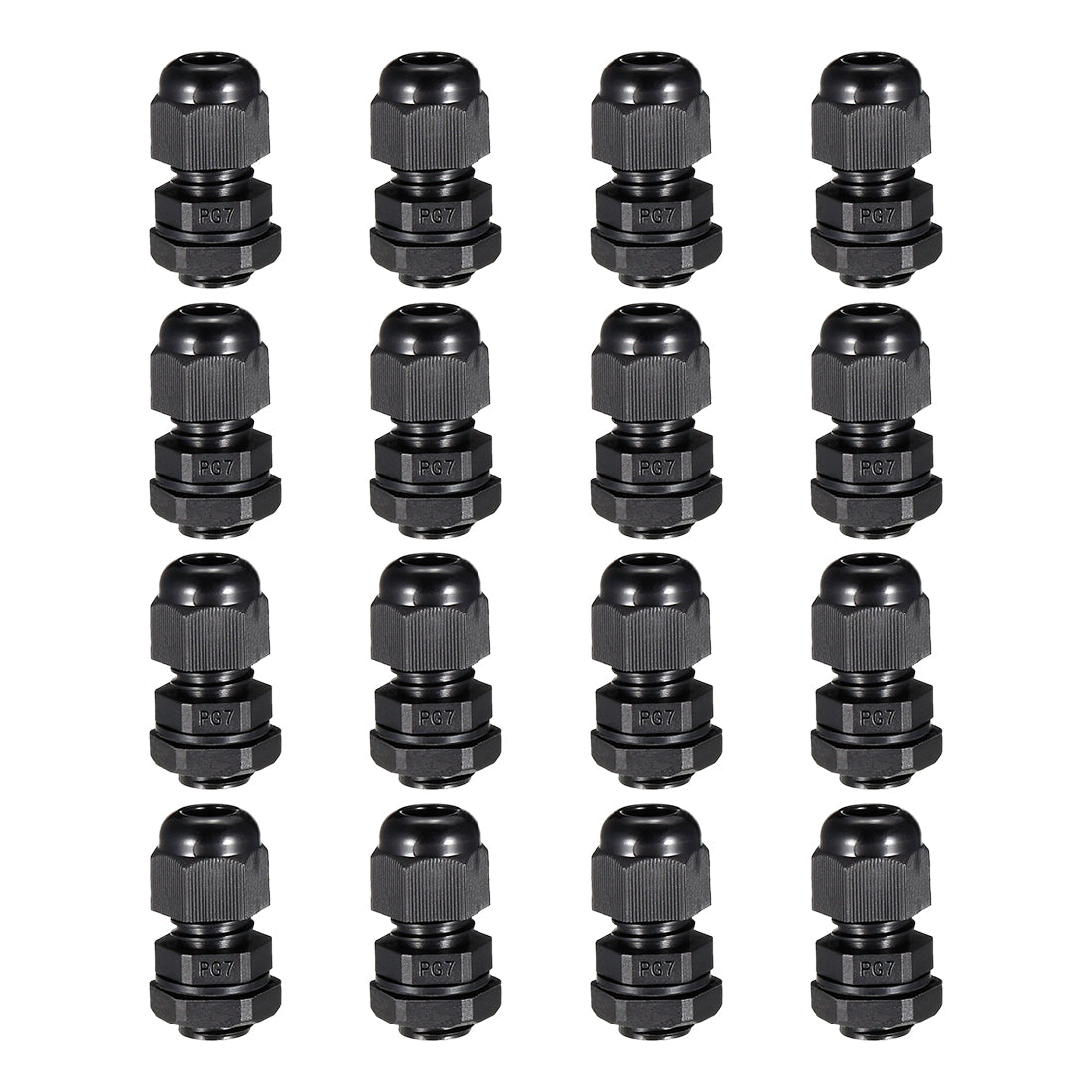uxcell Uxcell 16Pcs PG7 Cable Gland Waterproof Plastic Joint Adjustable Locknut Black with Washers for 3mm-6.5mm Dia Cable Wire