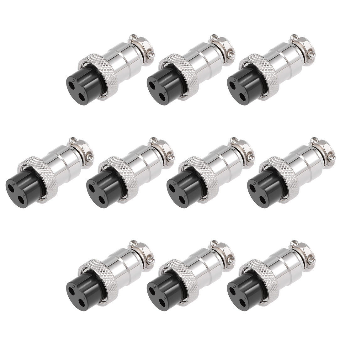 uxcell Uxcell 10PCS Aviation Connector 16mm 2P 7A 125V DF16 Waterproof Female Wire Panel Power Chassis Metal Fittings Connector Aviation Silver Tone