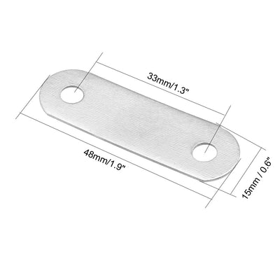 Harfington Uxcell Repair Plate, 48mmx15mm, Flat Fixing Mending Corner Brace Bracket Connector, 10 Pcs