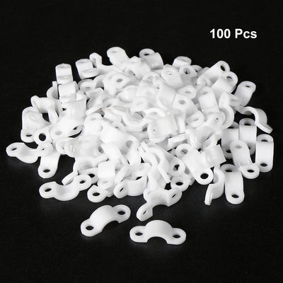 Harfington Uxcell 100pcs Nylon Cable Clamp Wire Tube Fastener Fixing Clip Curve White