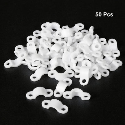 Harfington Uxcell 50pcs Nylon Cable Clamp Wire Tube Fastener Fixing Clip Curve White
