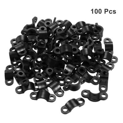 Harfington Uxcell 100pcs Nylon Cable Clamp Wire Tube Fastener Fixing Clip Curve Black