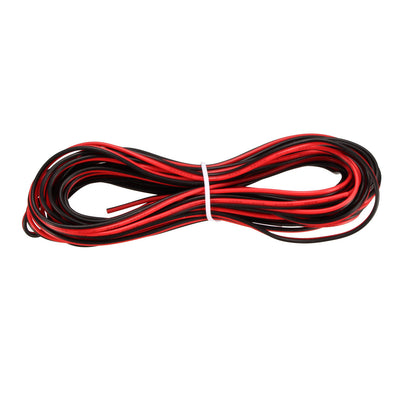 Harfington Uxcell Red Black Wire 2pin Extension Cable Cord 28 AWG Parallel Wire Tin Plated Copper 5M Length for LED Strip Light