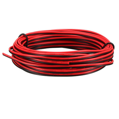 Harfington Uxcell Red Black Wire 2pin Extension Cable Cord 28 AWG Parallel Wire Tin Plated Copper 5M Length for LED Strip Light