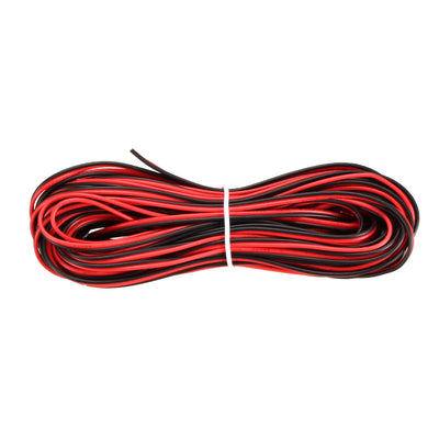 Harfington Uxcell Red Black Wire 2pin Extension Cable Cord 28 AWG Parallel Wire Tin Plated Copper 10M Length for LED Strip Light
