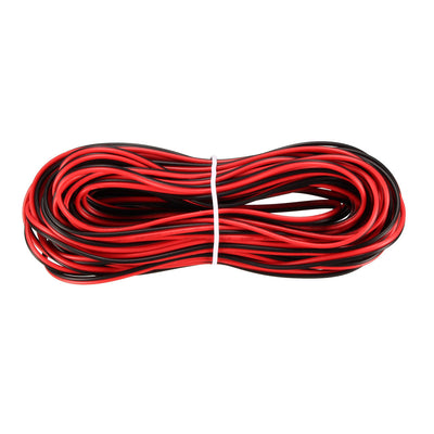 Harfington Uxcell Red Black Wire 2pin Extension Cable Cord 28 AWG Parallel Wire Tin Plated Copper 15M Length for LED Strip Light