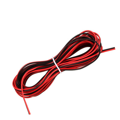 Harfington Uxcell Red Black Wire 2pin Extension Cable Cord 26 AWG Parallel Wire Tin Plated Copper 3 Meters Length for LED Strip Light