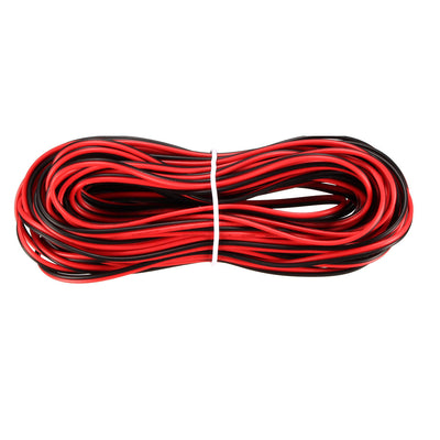 Harfington Uxcell Red Black Wire 2pin Extension Cable Cord 26 AWG Parallel Wire Tin Plated Copper 10M Length for LED Strip Light