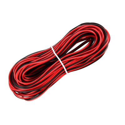 Harfington Uxcell Red Black Wire 2pin Extension Cable Cord 26 AWG Parallel Wire Tin Plated Copper 10M Length for LED Strip Light