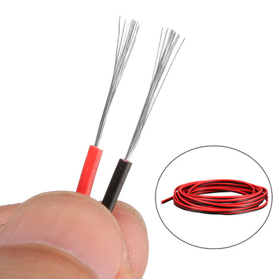 Harfington Uxcell Red Black Wire 2pin Extension Cable Cord 24 AWG Parallel Wire Tin Plated Copper 3 Meters Length for LED Strip Light