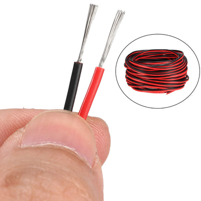 Harfington Uxcell Red Black Wire 2pin Extension Cable Cord 22 AWG Parallel Wire Tin Plated Copper 9M Length for LED Strip Light