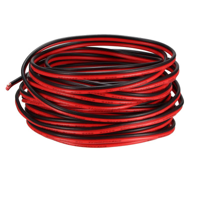 Harfington Uxcell Red Black Wire 2pin Extension Cable Cord 20 AWG Parallel Wire Tin Plated Copper 6M Length for LED Strip Light