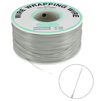 Harfington Uxcell OK Wire Tin Plated Copper Cord Wire Wrapping P/N 30 AWG 820ft Length Gray