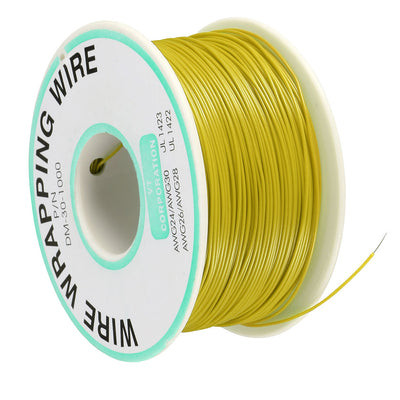 Harfington Uxcell OK Wire Tin Plated Copper Cord Wire Wrapping P/N 30 AWG 650ft Length Yellow