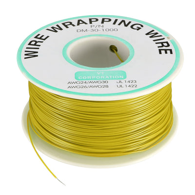 Harfington Uxcell OK Wire Tin Plated Copper Cord Wire Wrapping P/N 30 AWG 650ft Length Yellow