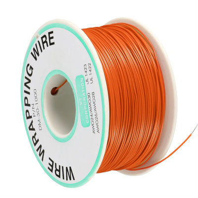 Harfington Uxcell OK Wire Tin Plated Copper Cord Wire Wrapping P/N 30 AWG 650ft Length Orange