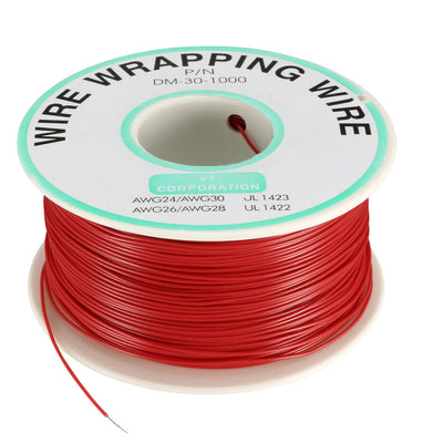 Harfington Uxcell OK Wire Tin Plated Copper Cord Wire Wrapping P/N 30 AWG 650ft Length Red