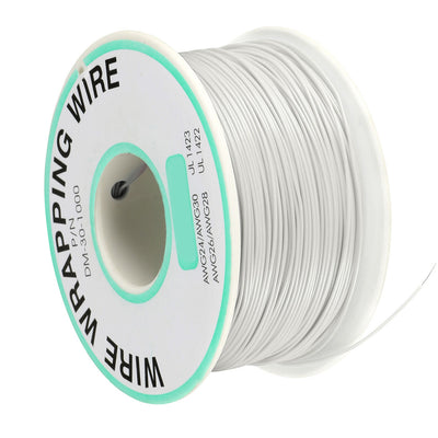 Harfington Uxcell OK Wire Tin Plated Copper Cord Wire Wrapping P/N 30 AWG 650ft Length White