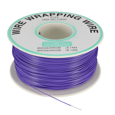 Harfington Uxcell OK Wire Tin Plated Copper Cord Wire Wrapping P/N 30 AWG 650ft Length Purple