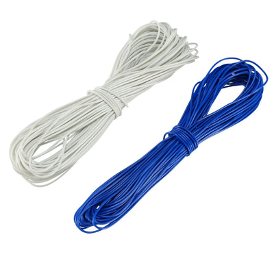 Harfington Uxcell 2 Pcs Wrapping Wire Tin Plated Copper Wire P/N 30 AWG 10M Length White blue