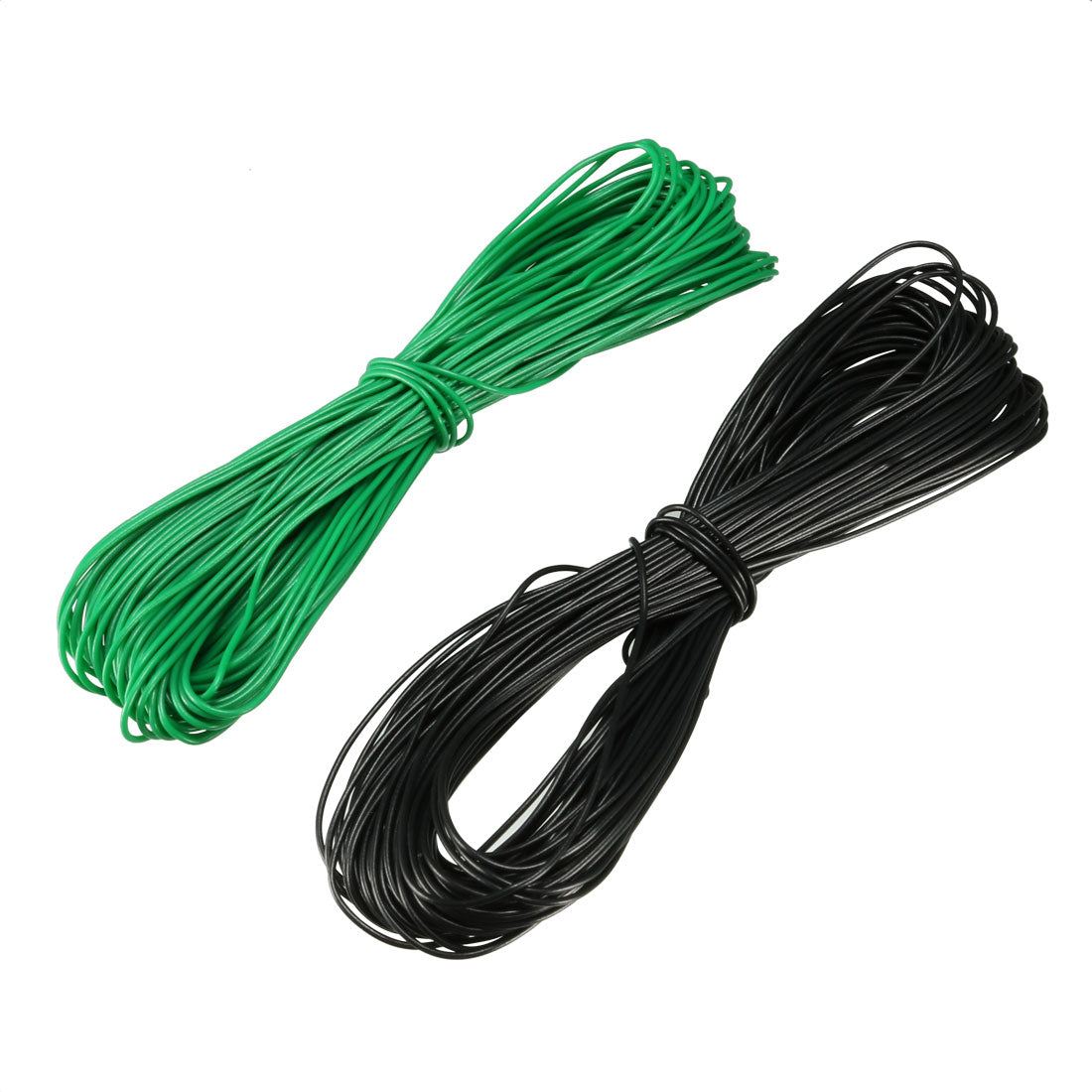 uxcell Uxcell 2Pcs Wrapping Wire Tin Plated Copper Wire P/N 30 AWG 10M Length Black Green