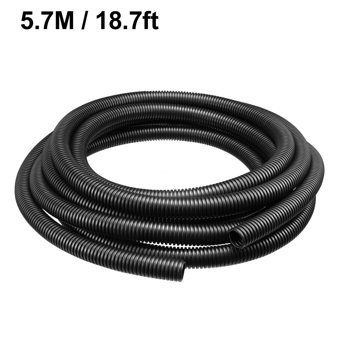 uxcell Uxcell 5.7 M 17 x 21.2 mm PP Flexible Corrugated Conduit Tube for Garden,Office Black