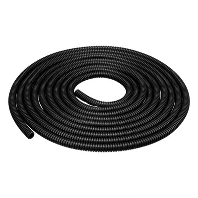 Harfington Uxcell 4.5 M 6 x 9 mm PP Flexible Corrugated Conduit Tube for Garden,Office Black