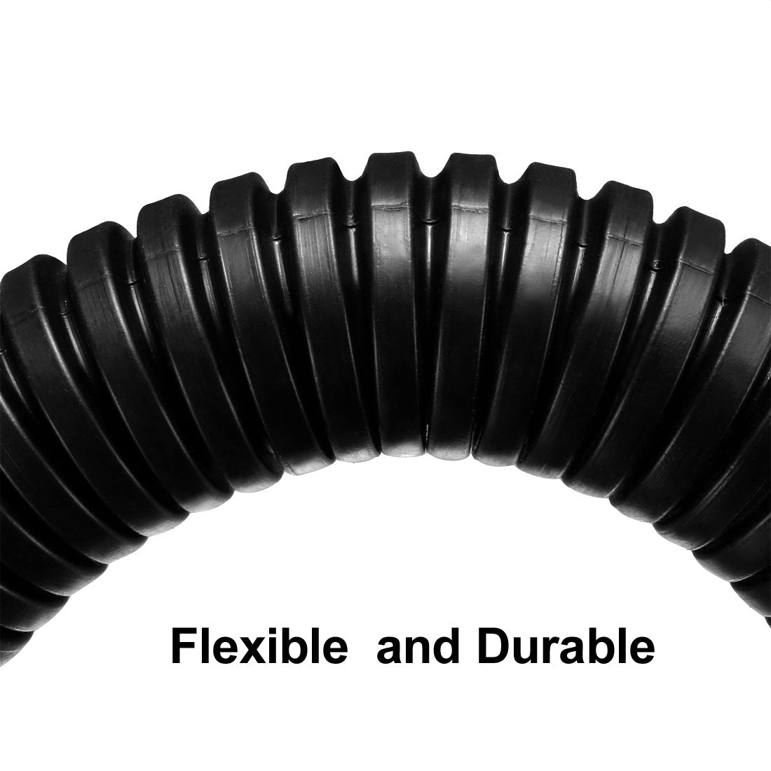 uxcell Uxcell 4 M 14.3 x 18.5 mm PP Flexible Corrugated Conduit Tube for Garden,Office Black