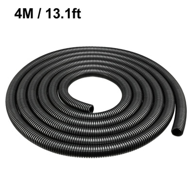 Harfington Uxcell 4 M 14.3 x 18.5 mm PP Flexible Corrugated Conduit Tube for Garden,Office Black