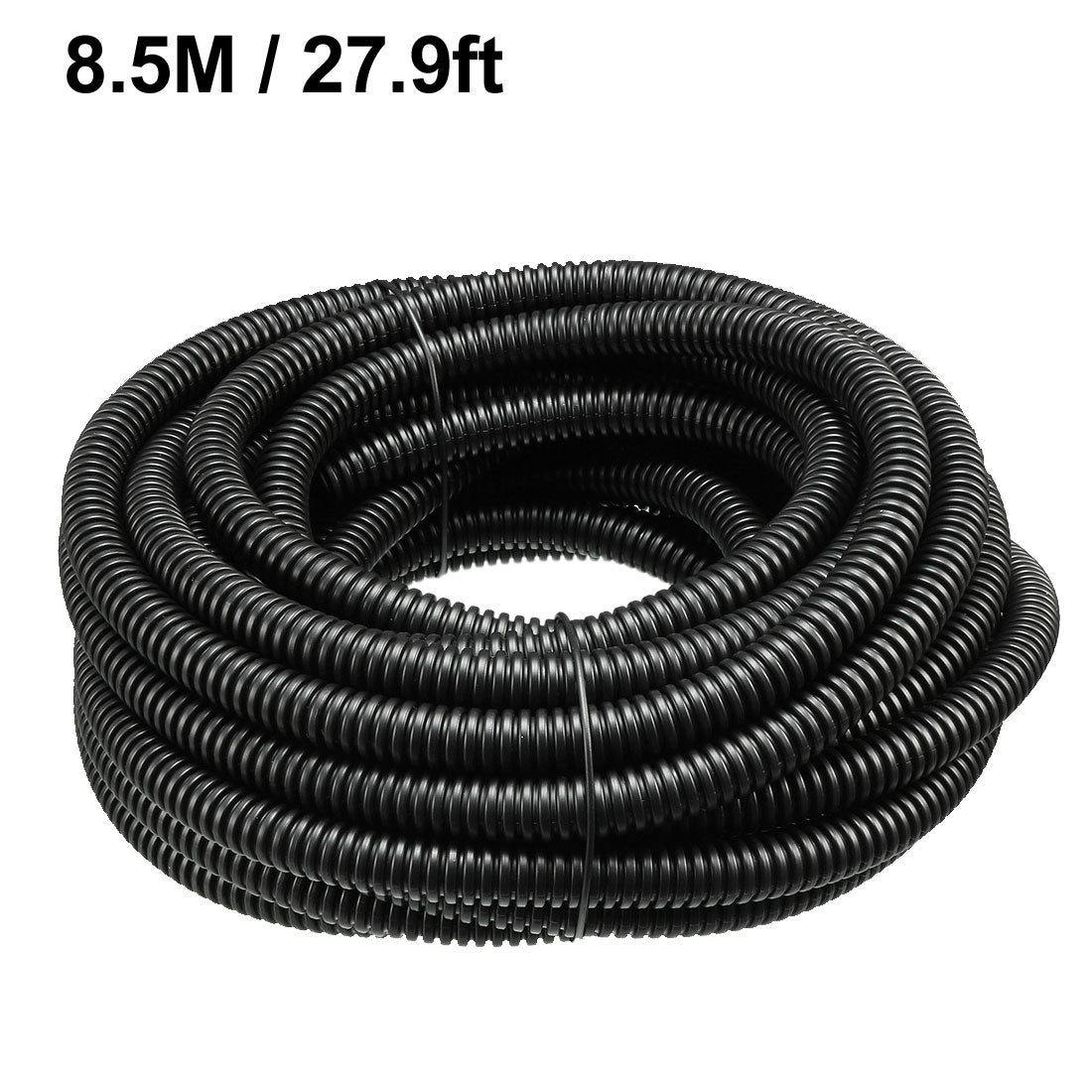 uxcell Uxcell 8.5 M 7.5 x 10.5 mm PP Flexible Corrugated Conduit Tube for Garden,Office Black