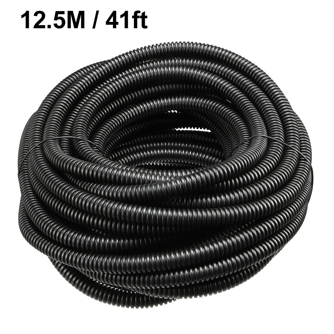 uxcell Uxcell 12.5 M 7.5 x 10.5 mm PP Flexible Corrugated Conduit Tube for Garden,Office Black