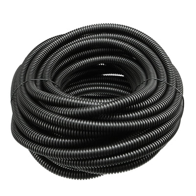 Harfington Uxcell 12.5 M 7.5 x 10.5 mm PP Flexible Corrugated Conduit Tube for Garden,Office Black