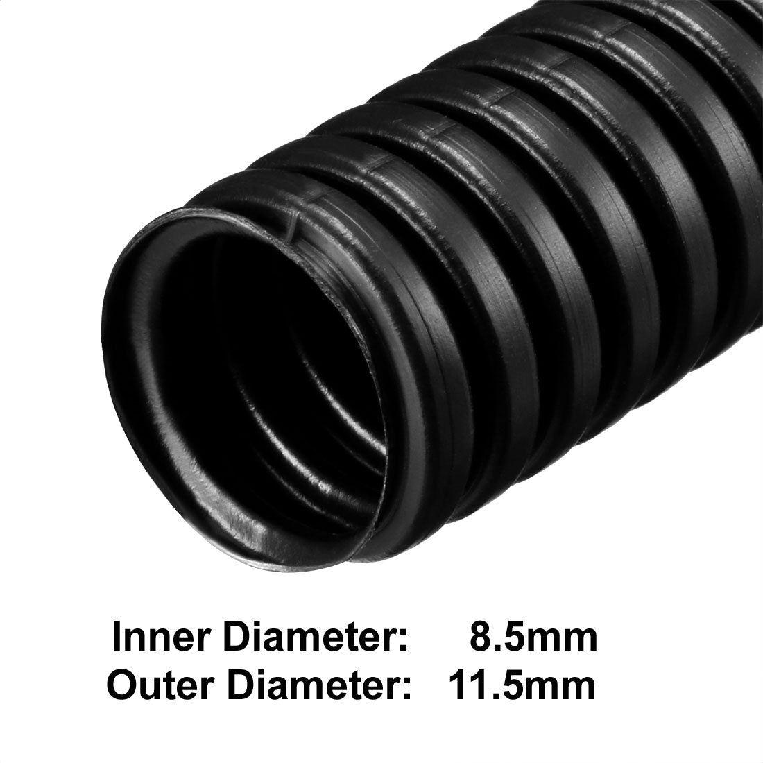 uxcell Uxcell 2.5 M 8.5 x 11.5 mm PP Flexible Corrugated Conduit Tube for Garden,Office Black