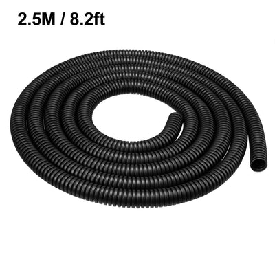 Harfington Uxcell 2.5 M 8.5 x 11.5 mm PP Flexible Corrugated Conduit Tube for Garden,Office Black