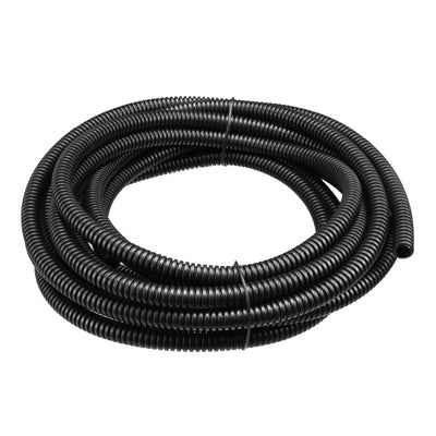 uxcell Uxcell 4.6 M 7 x 10 mm PP Flexible Corrugated Conduit Tube for Garden,Office Black